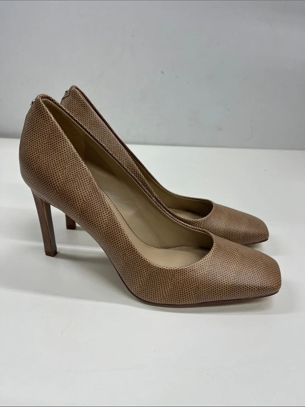 New Sam Edelman Beth Square Toe Pumps High Heels in Tan/Brown Size 8